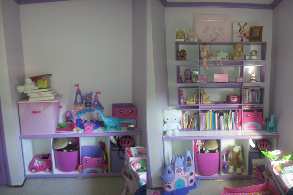Before and After - (The bottom section will have drawers on runners installed soon for bigger toys)