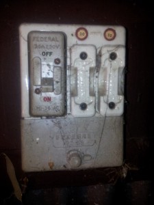 The old garage fuse panel, scary just looking at it.