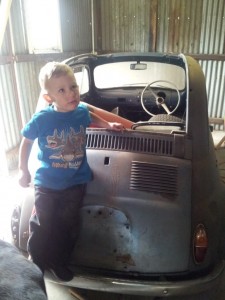 "Hmm, I think that stud is off center Dad..."