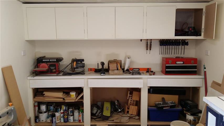 Just crap everywhere, the cupboards have junk and tools just thrown in wherever they can fit.